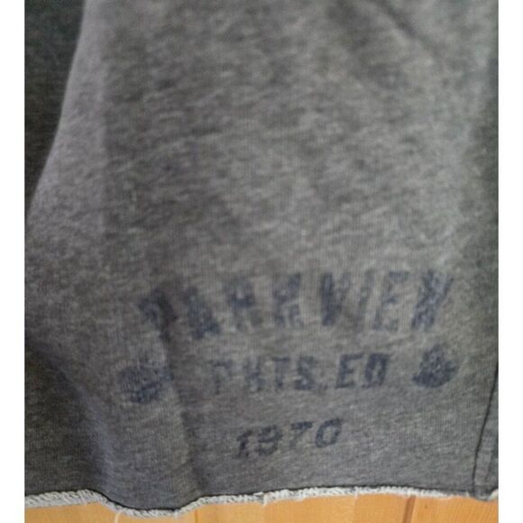 Vintage Mens Large Gray Cotton Drawstring Shorts Parkview Print gym rat workout - Picture 2 of 7